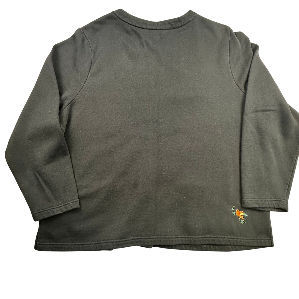 Breckenridge Women's 3X Black Embroidered Birdhouse Leaf Cardigan Sweatshirt - Picture 11 of 15